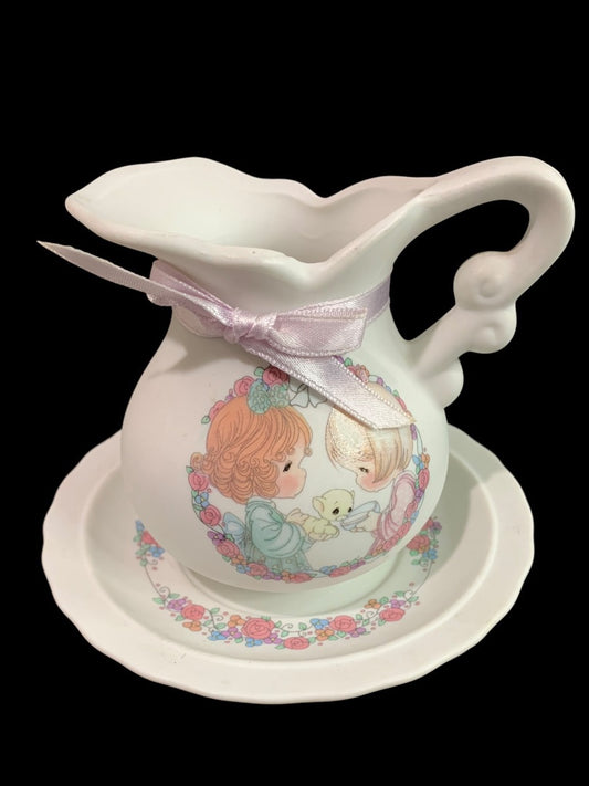 Precious Moments 1992 Decorative Pitcher and Saucer Kitten 3.5 Inch