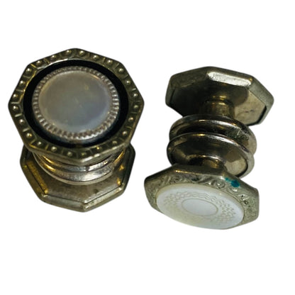 Vintage Snap Cufflinks Contrast Snap Link Silvertone Ornate 13mm