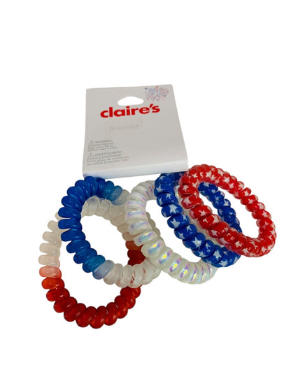 Claires New Stretchy Hair Ties Set of 5 Patriotic Red White Blue