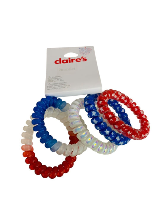 Claires New Stretchy Hair Ties Set of 5 Patriotic Red White Blue