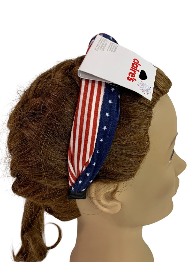 Claires New Headband Patriotic Fabric Covered Stars Stripes