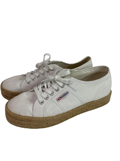 Size 39 Superga Womens Espadrille Canvas White Sneakers Platform