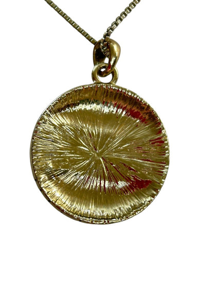 Muted Goldtone Pendant Necklace Box Chain 15 and 2.5 Inch Extender