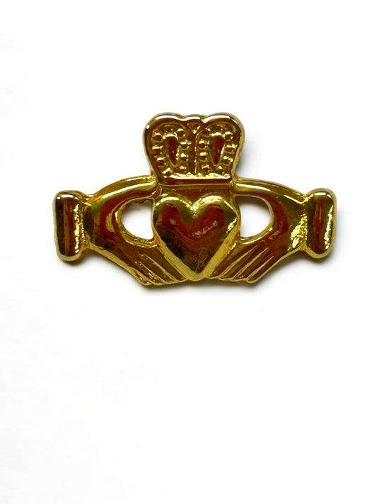 Goldtone Claddagh Lapel Pin Small .75 Inch Irish Celtic