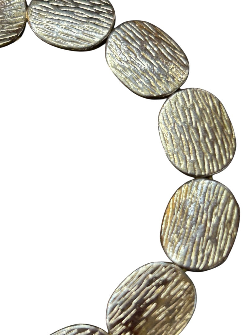 Goldtone Ovals Stretch Bracelet Textured Stretchy