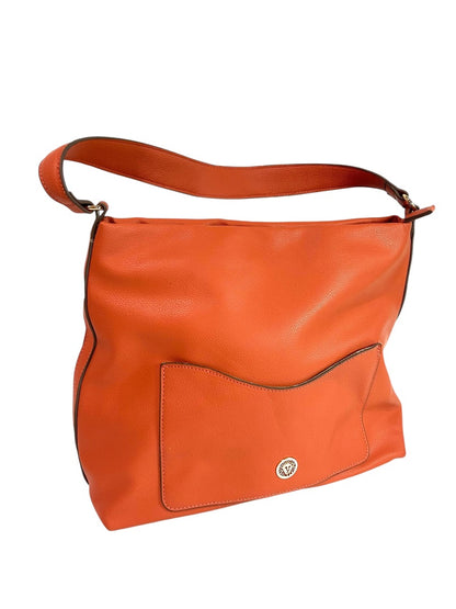Anne Klein Vegan Leather Peachy Orange Shoulder Bag Zip Top