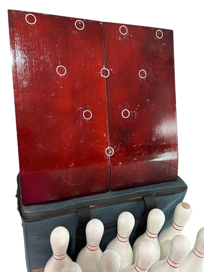 Old School Sports Portable Bowling Set Backyard Game 10 Pins 2 Balls Carry Case