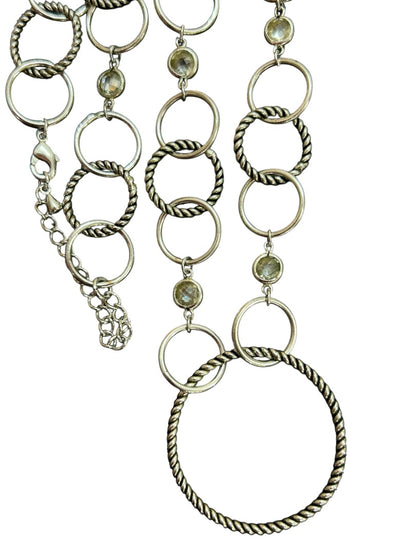 Silvertone Open Circle Necklace Twisted Design 17-19 Inch