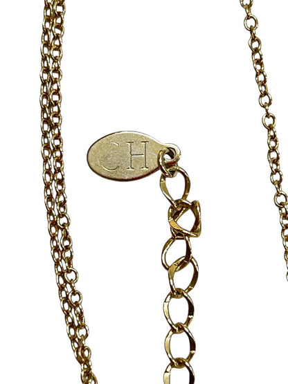 Goldtone Necklace CH Purple Yellow Crystals 15-17 Inch