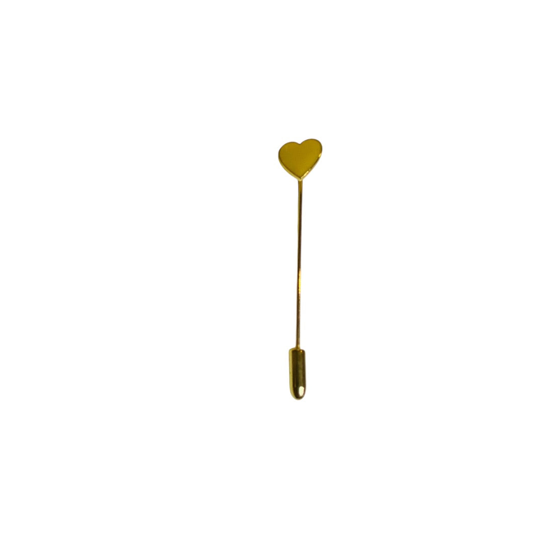 Vintage Yellow Heart Enameled Stick Pin Goldtone 2.5 Inch
