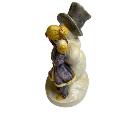 Sebastian Miniatures Snow Day Girl Snowman Figurine Signed Numbered Vintage