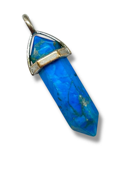 Natural Gemstones Hexagonal Pointed Chakra Healing Pendant Blue Turquoise 1.5 Inch