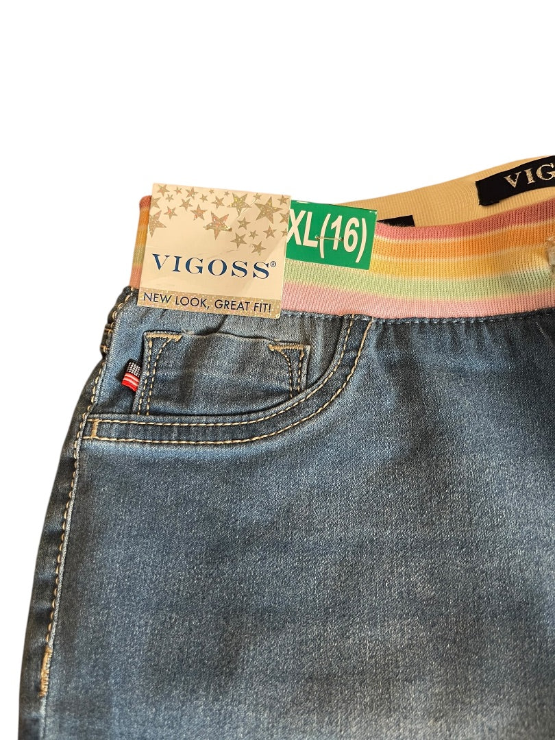 XL (16) Vigoss Knit Waistband Bermuda Super Stretch Girls Shorts New