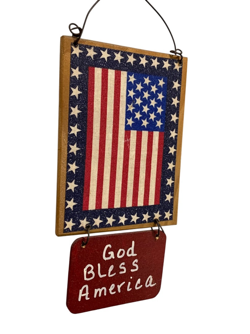 Do Not Disturb and God Bless America Doorknob Reversible Hanger