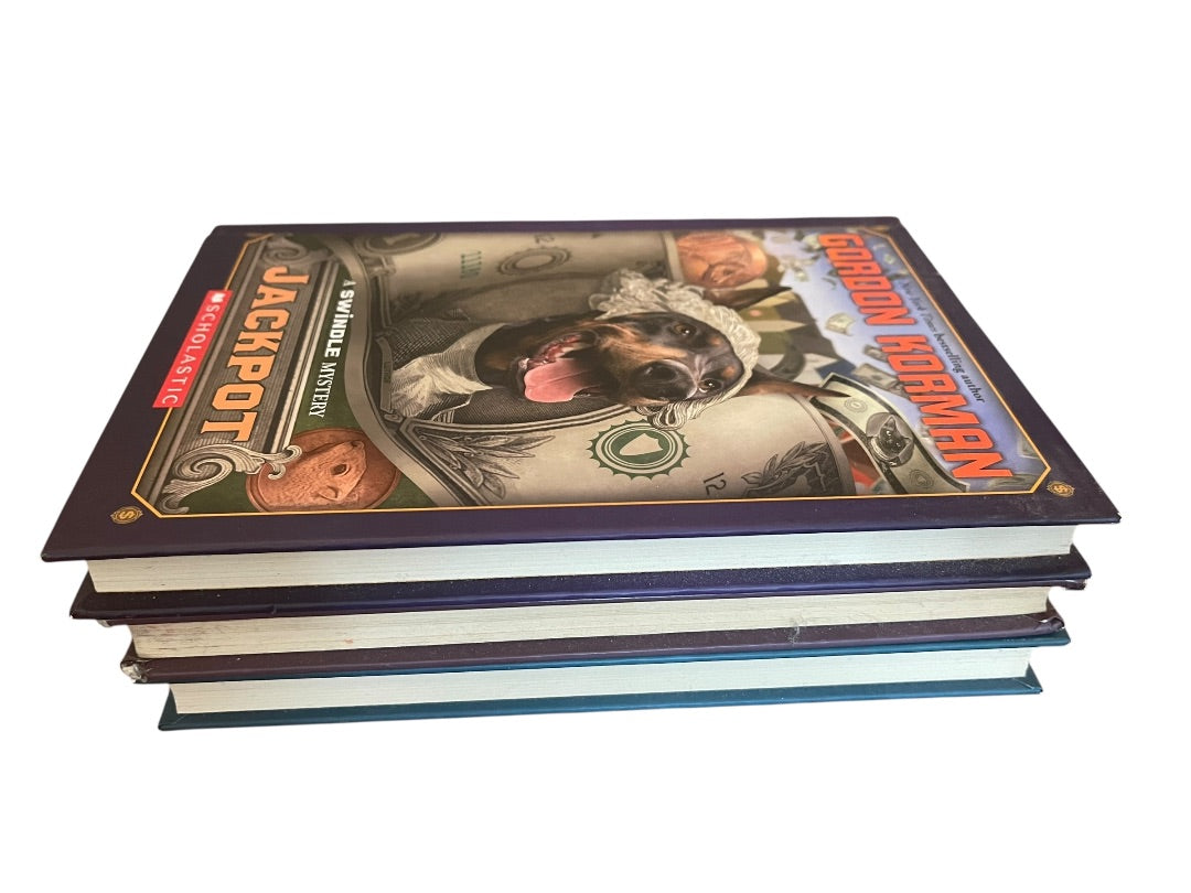 Lot of 3 Gordon Korman Showoff Jackpot Zoobreak Scholastic Hardback