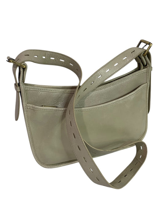 Hobo Brand Beige Leather Shoulder Bag Crossbody Strap Adjustable Zip Top