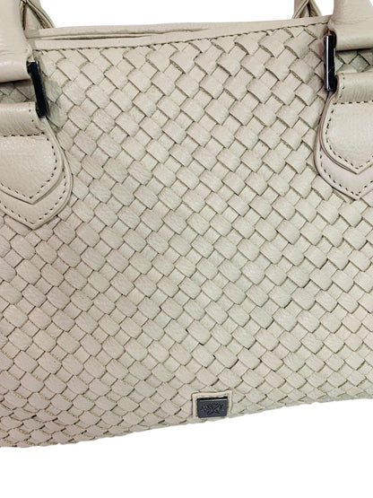 Waterlily Woven Leather Tote Bag Cream Satchel Purse Crossbody Strap Los Angeles