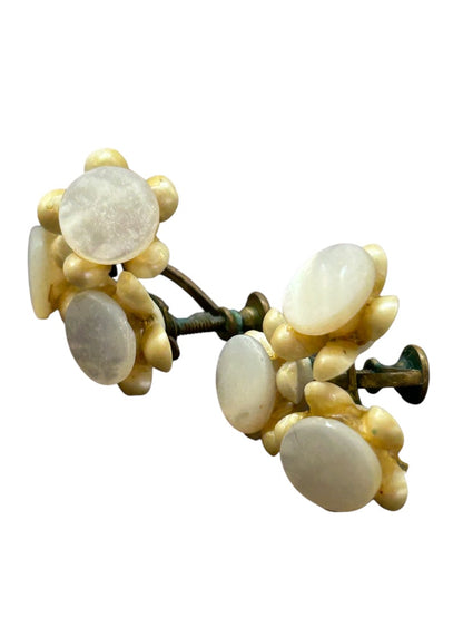 Vintage Screwback Non-Pierced Earrings Cluster Faux Pearl .9 Inch