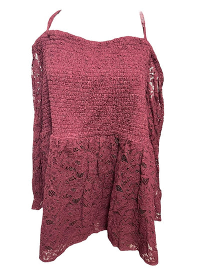 4X Torrid Womens Cold Shoulder Shirt Lace Smocked Bodice Blouse