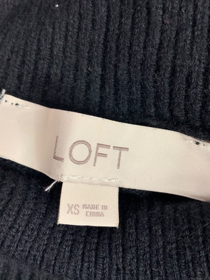 XS Loft Woments Black Turtleneck Sweater Tunic Length