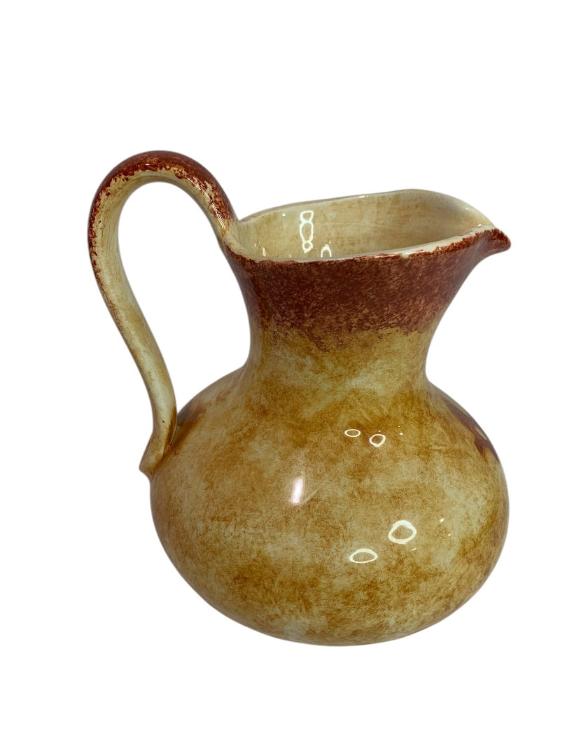 Rale Italian Pottery Pitcher Yellow Gold Rust 8 Inch