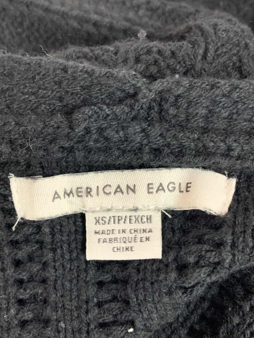 XS American Eagle Womens Black Ribbed Open Cardigan Sweater