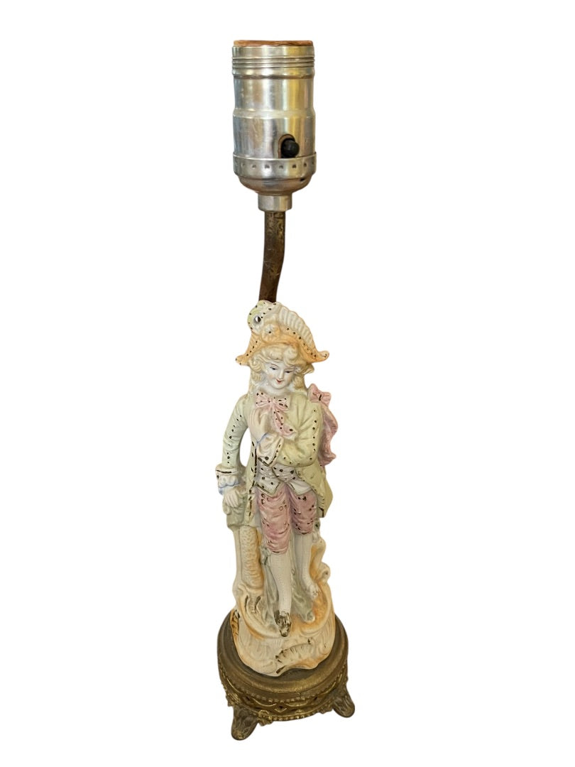 Vintage Table Boudoir Lamps Figural Victorian Man Woman Porcelain 14.5"h F30