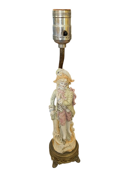 Vintage Table Boudoir Lamps Figural Victorian Man Woman Porcelain 14.5"h F30