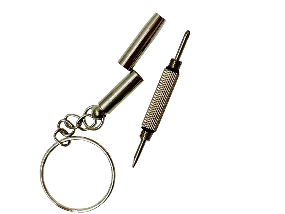 Small Tiny Screwdrivers Silvertone Keychain 4" Keyring