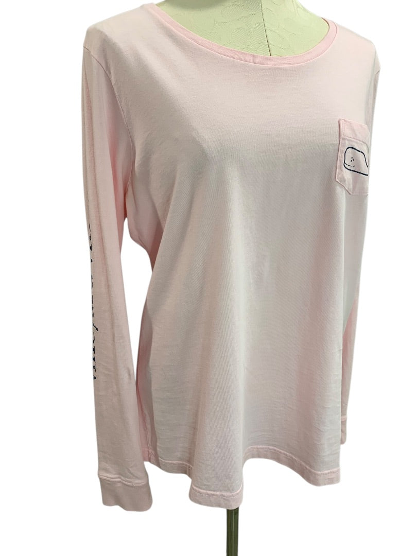 Large Vineyard Vines Womens Pink Long Sleeve Tshirt Single Pocket