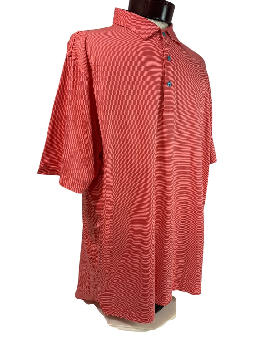 XL Peter Millar Mens Coral Stripe Golf Polo Shirt Short Sleeve