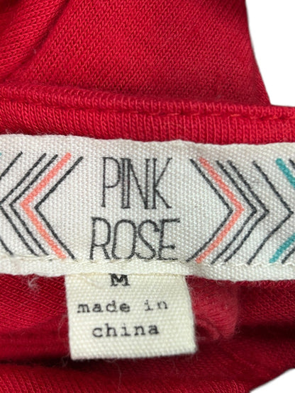 Medium Pink Rose Jersey Knit Maxi Dress Color Block Cut Out Back