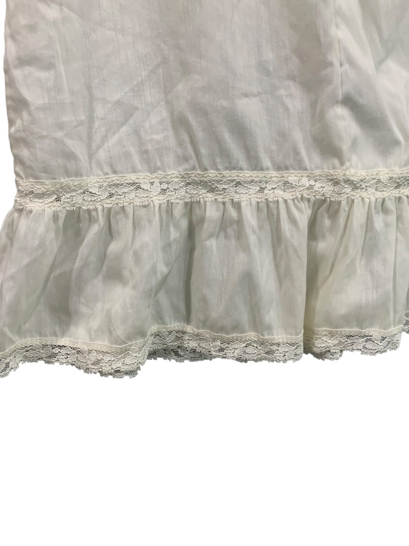 Large Vintage White Nightgown Slip Ruffle Lace Adjustable Strap