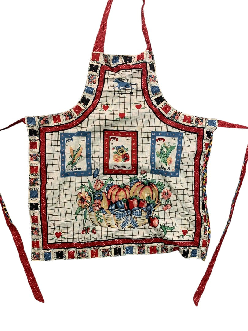 Vintage Bib Apron Garden Theme Pocket Faced Sewing Theme
