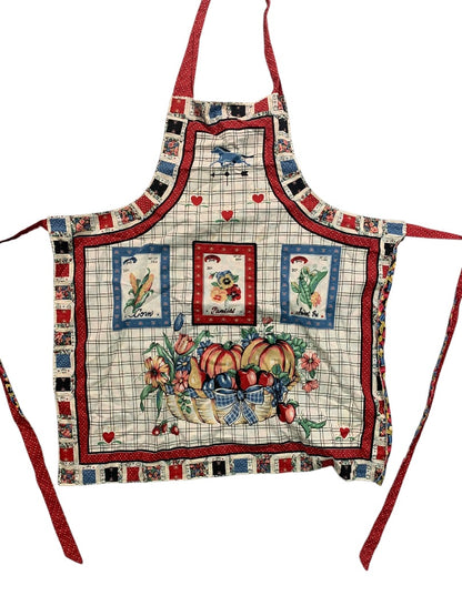 Vintage Bib Apron Garden Theme Pocket Faced Sewing Theme