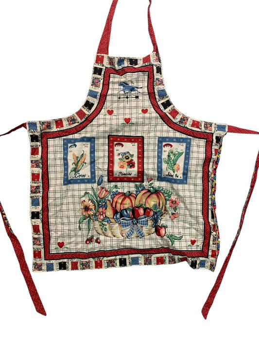 Vintage Bib Apron Garden Theme Pocket Faced Sewing Theme