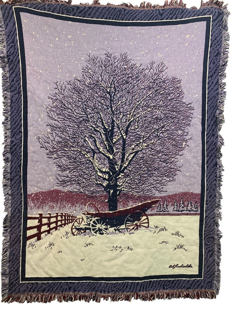 Vintage Woven Throw Blanket Bob Timberlake Winter 66" x 50"