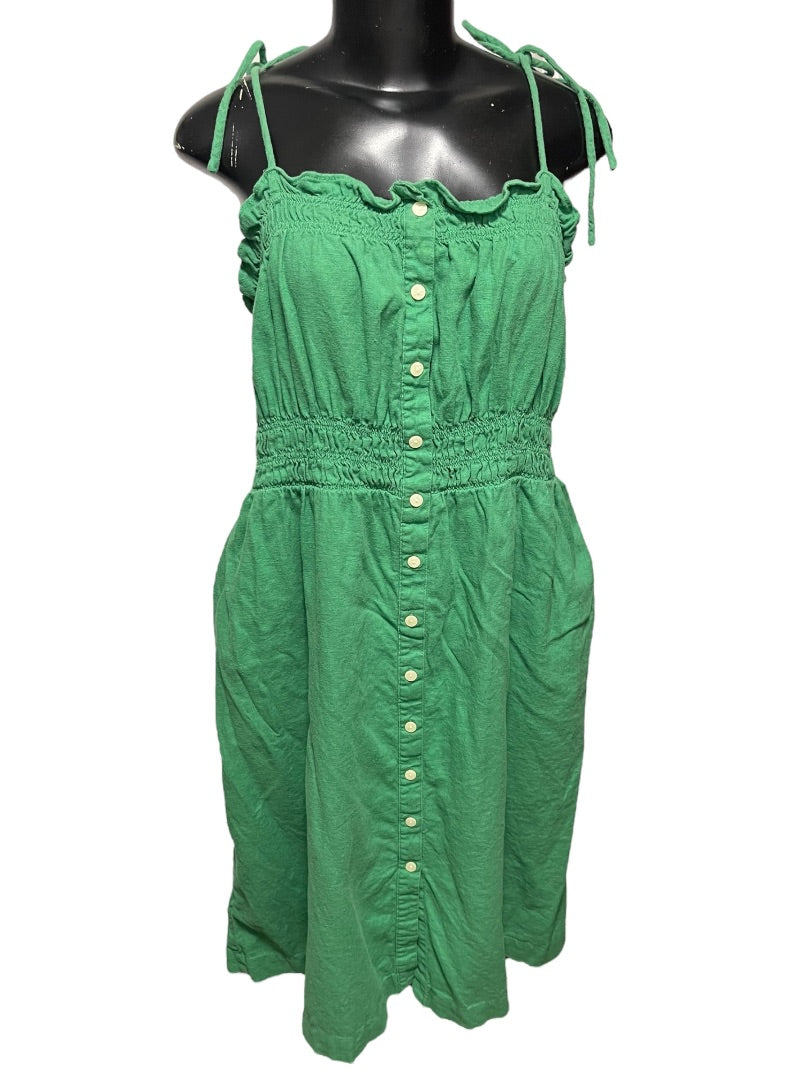 XXL Universal Thread Smocked Button Down Spaghetti Strap Dress Green