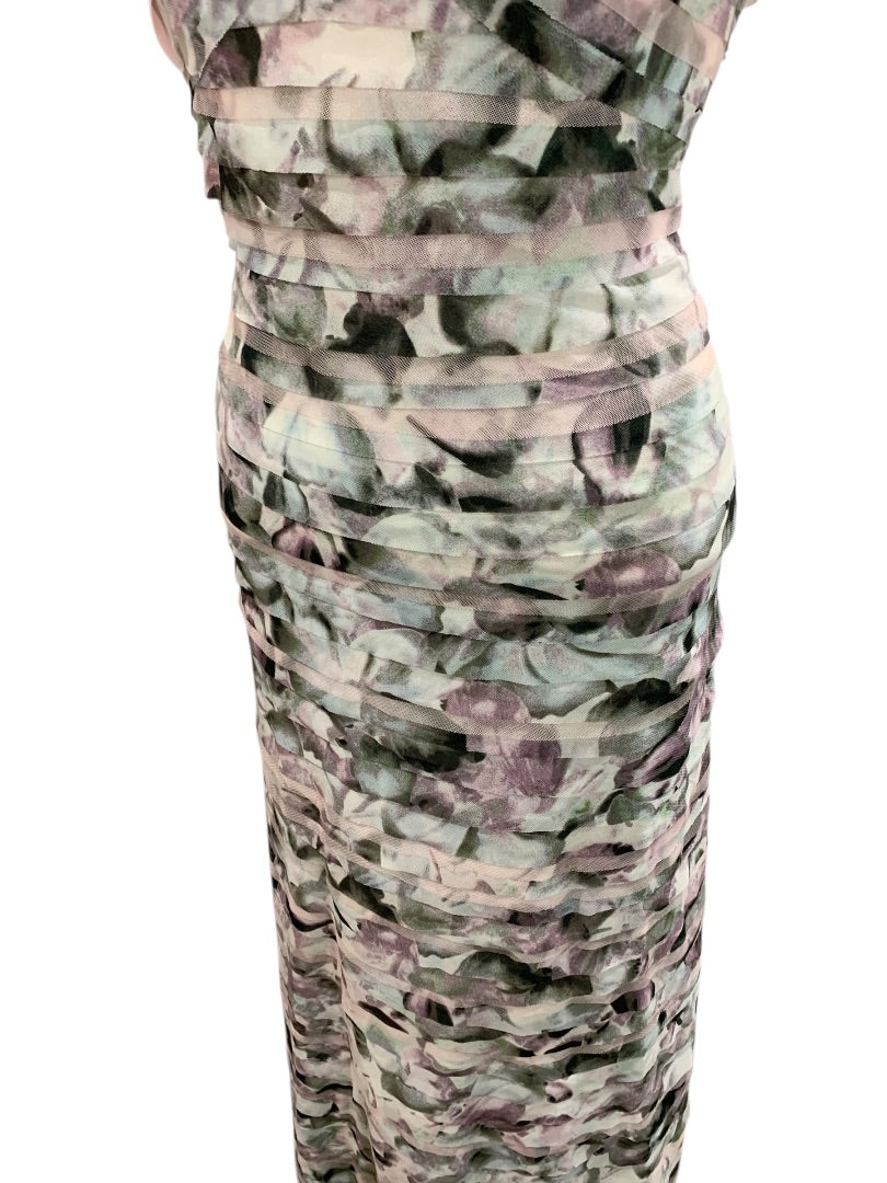 XXS BCBG Max Azria Erika Tulle Tiered Gown Dress Watercolor