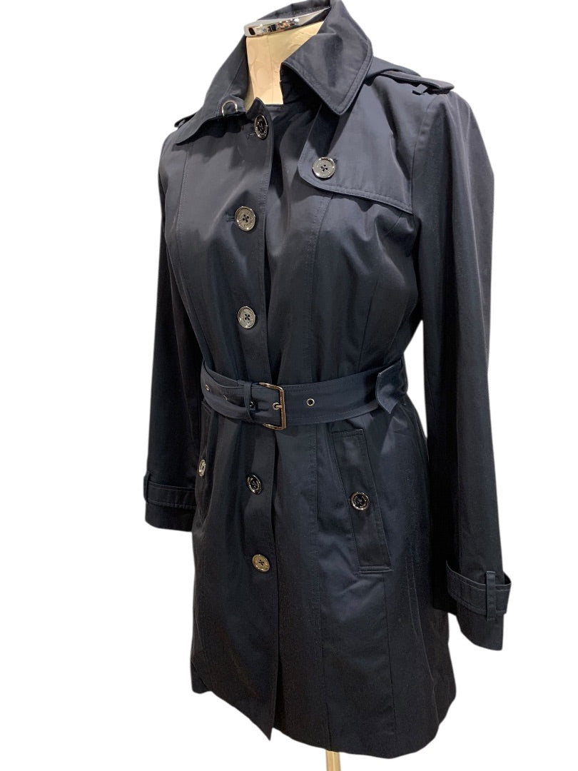 XS Michael Kors Womens Navy Blue Trench Coat with Removable Lining