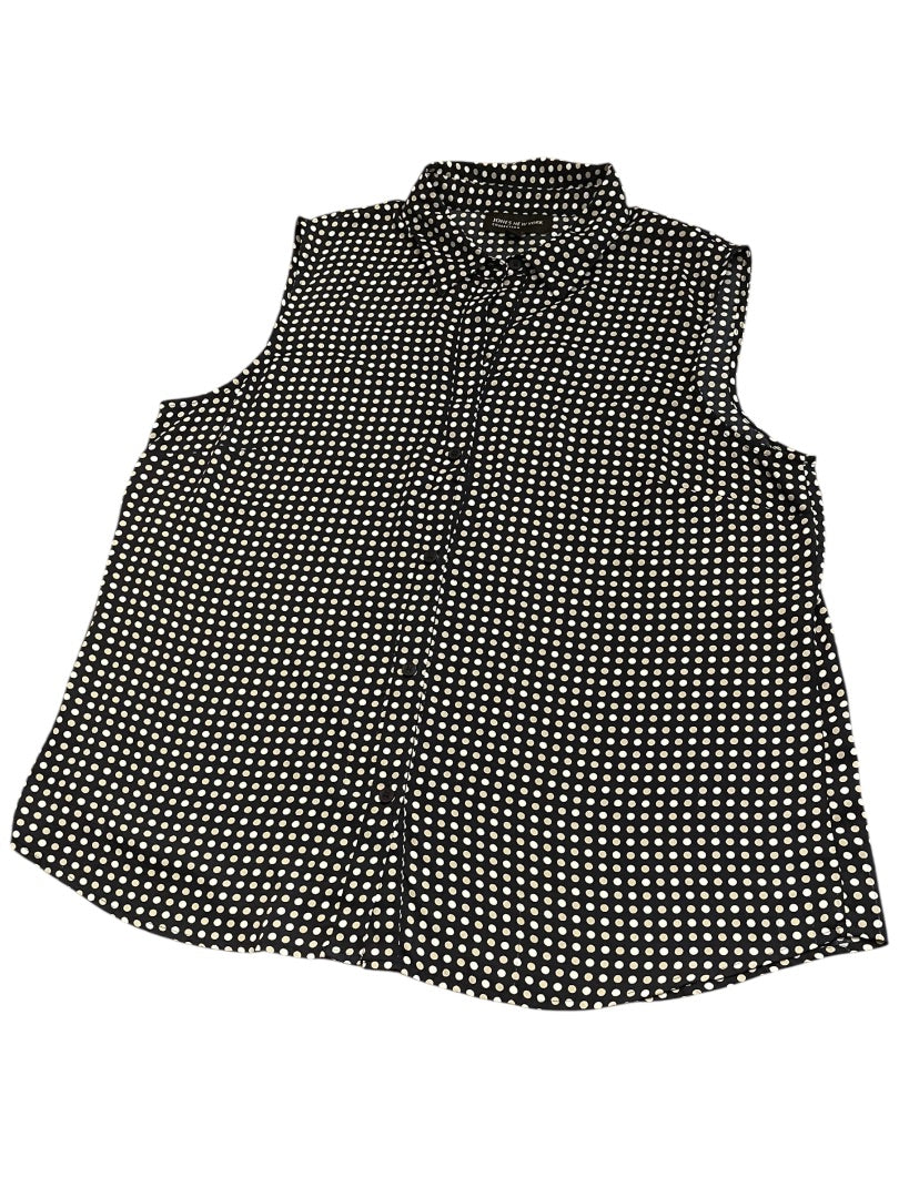 Size 16 Jones New York Womens Button Up Polka Dot Sleeveless Blouse Shirt
