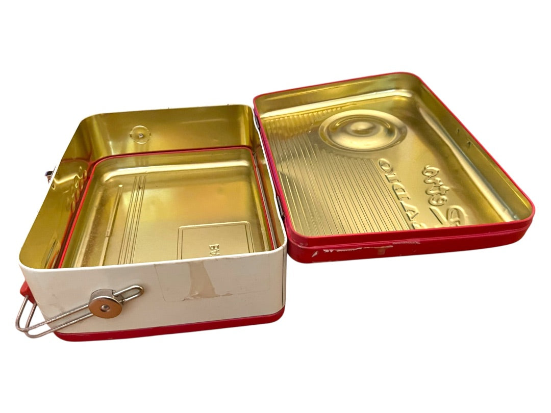 Retro Radio Tin Metal Lunch Box Novelty Silver Crane Co