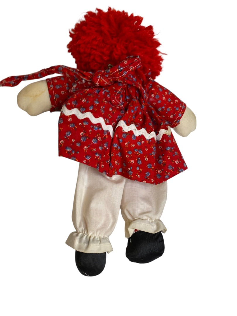 Vintage Handmade Raggedy Ann Rag Doll Red Dress 11"