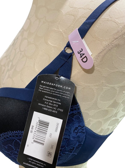 34D Maidenform Navy Blue Black Push Up & In Bra DM9900 Underwire Padded New