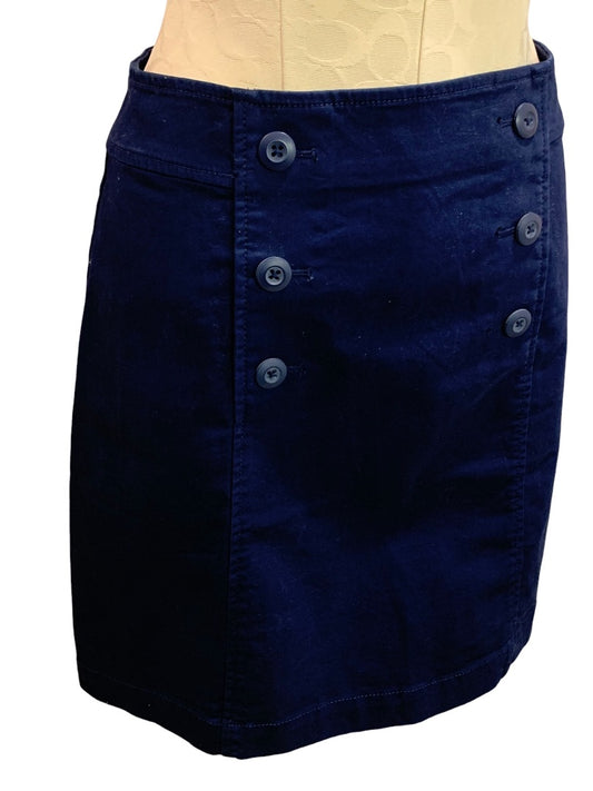 Size 2 Loft Navy Blue Skirt Side Zip Stretch Cotton 18.5" Length