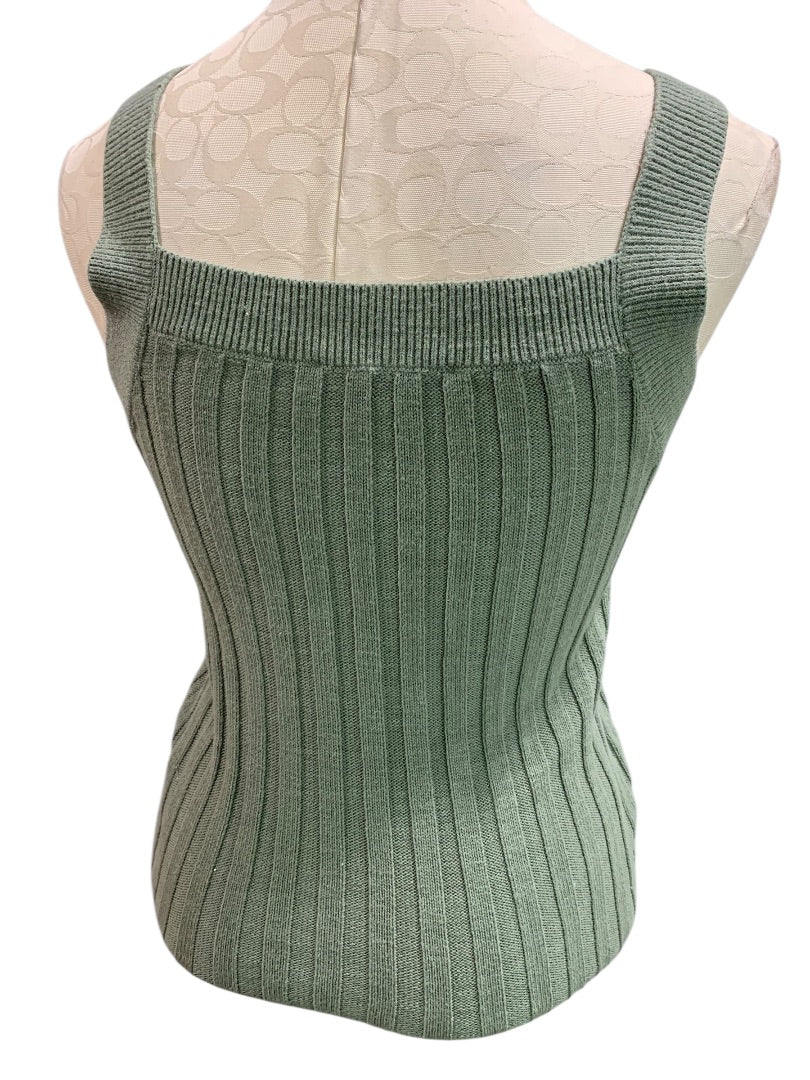 XS Loft Womens Sage Green Sweater Ribbed Sleeveless