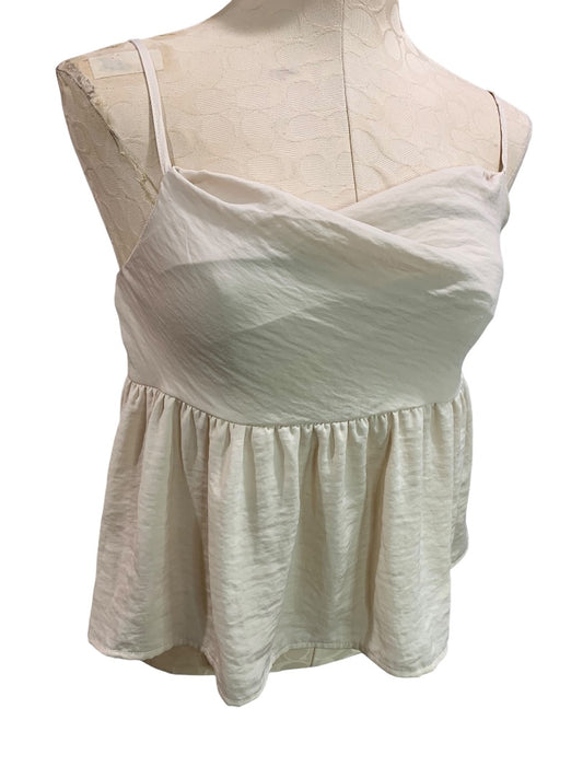 Small American Eagle Tan Shirt Spaghetti Strap Peplum Fitted Bodice