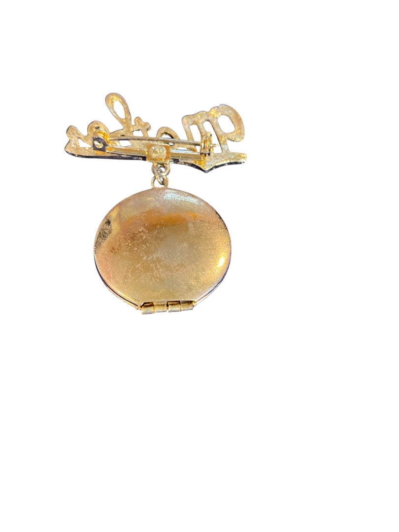 Vintage Goldtone Locket Brooch Pin Mother Washington DC