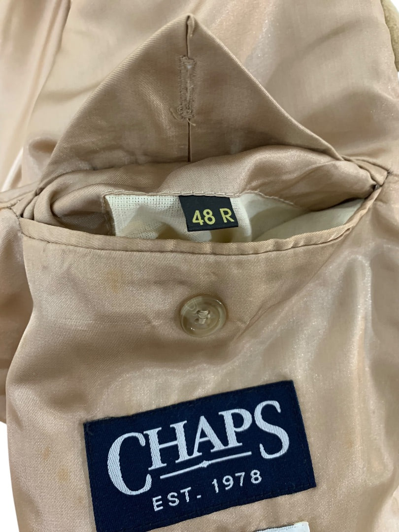 Size 48R Chaps Mens Overcoat Cashmere Blend Light Brown Tan