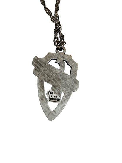Pewter Pendant Delaware Jaycees on Silvertone Chain 18"